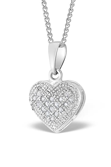 The Diamond Store White 0.09ct Heart Pendant Necklace in 9K White Gold