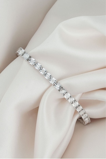 The Diamond Store White 1.00ct Set Tennis Bracelet