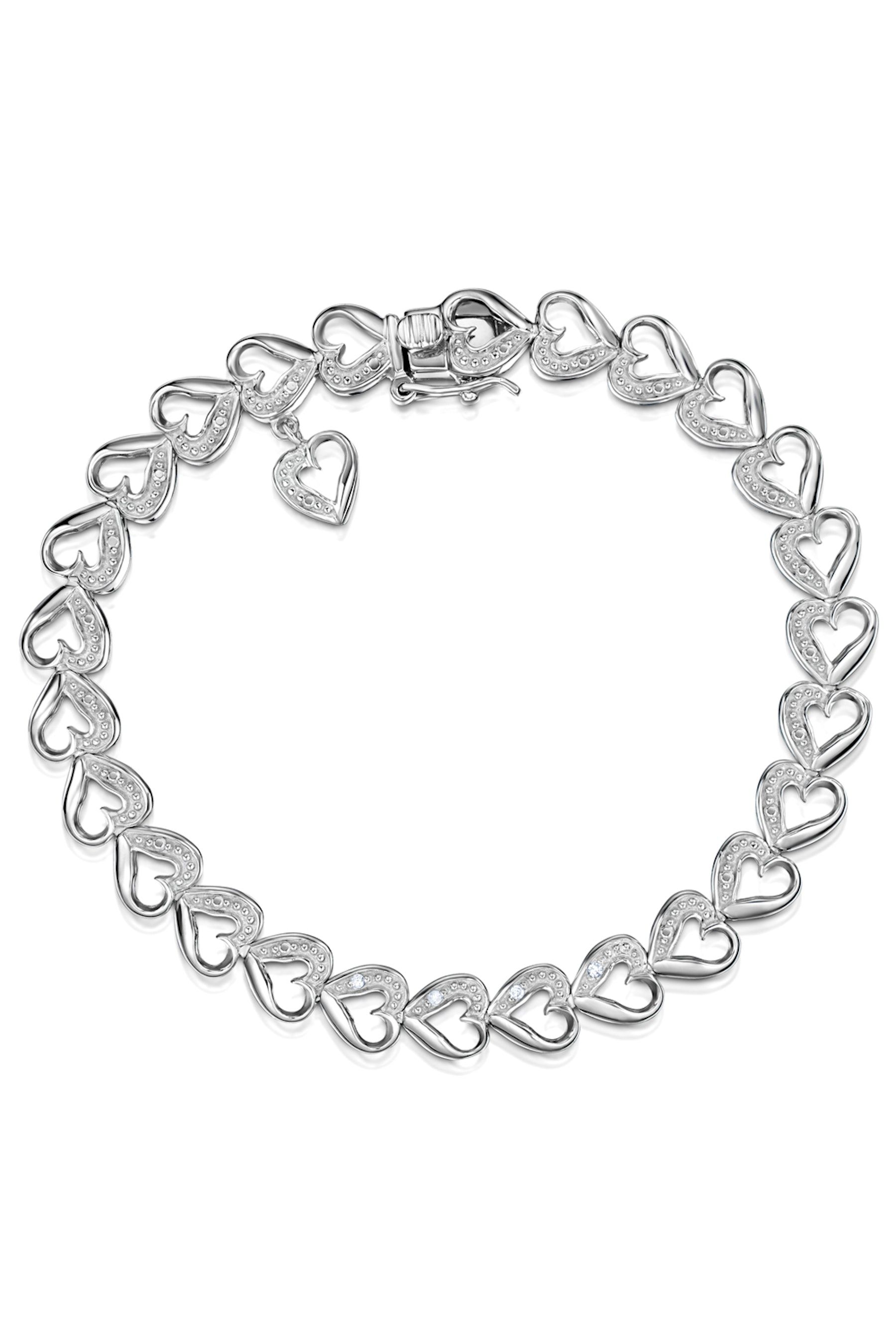 The Diamond Store White Heart Bracelet