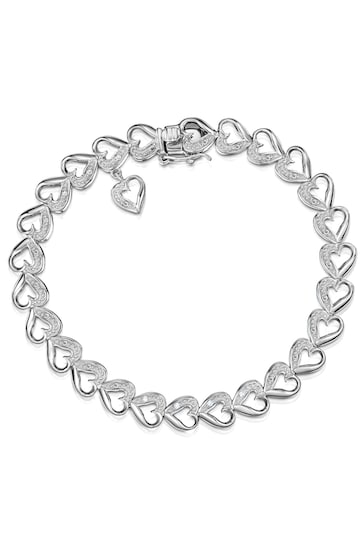The Diamond Store White Heart Bracelet