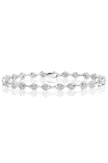 The Diamond Store White 0.25ct Heart Bracelet Set In Silver