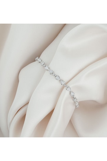The Diamond Store White 0.25ct Heart Bracelet Set In Silver