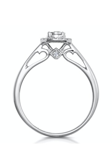 The Diamond Store White 0.20ct Masami Engagement Ring Pave Set Halo in 9K White Gold