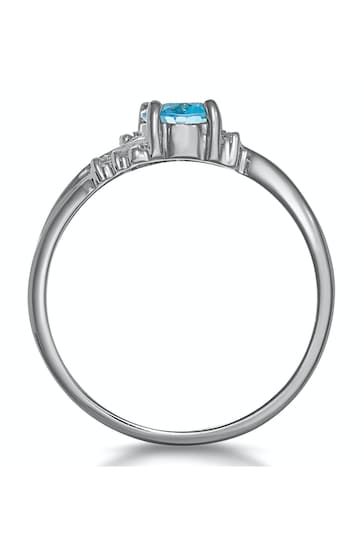 The Diamond Store Blue Topaz 0.94CT And Diamond Ring in 9K White Gold