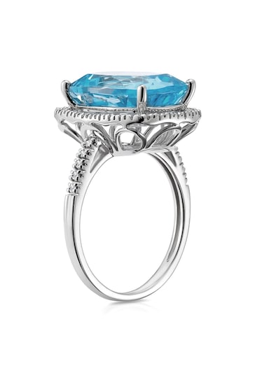 The Diamond Store Blue Topaz 6.83CT And Diamond Ring in 9K White Gold