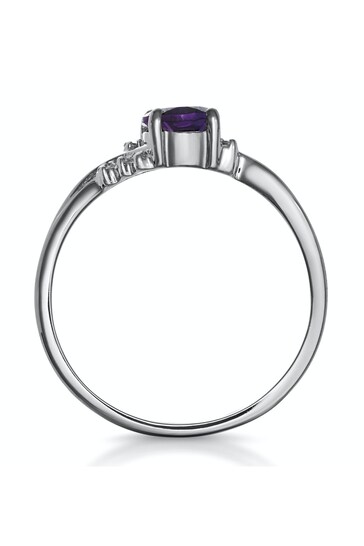 The Diamond Store Amethyst 0.68ct And Diamond Ring in 9K White Gold