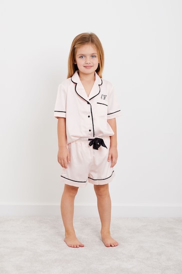 Personalised Mini Childrens Satin Short Sleeve Pyjama Set by HA Design