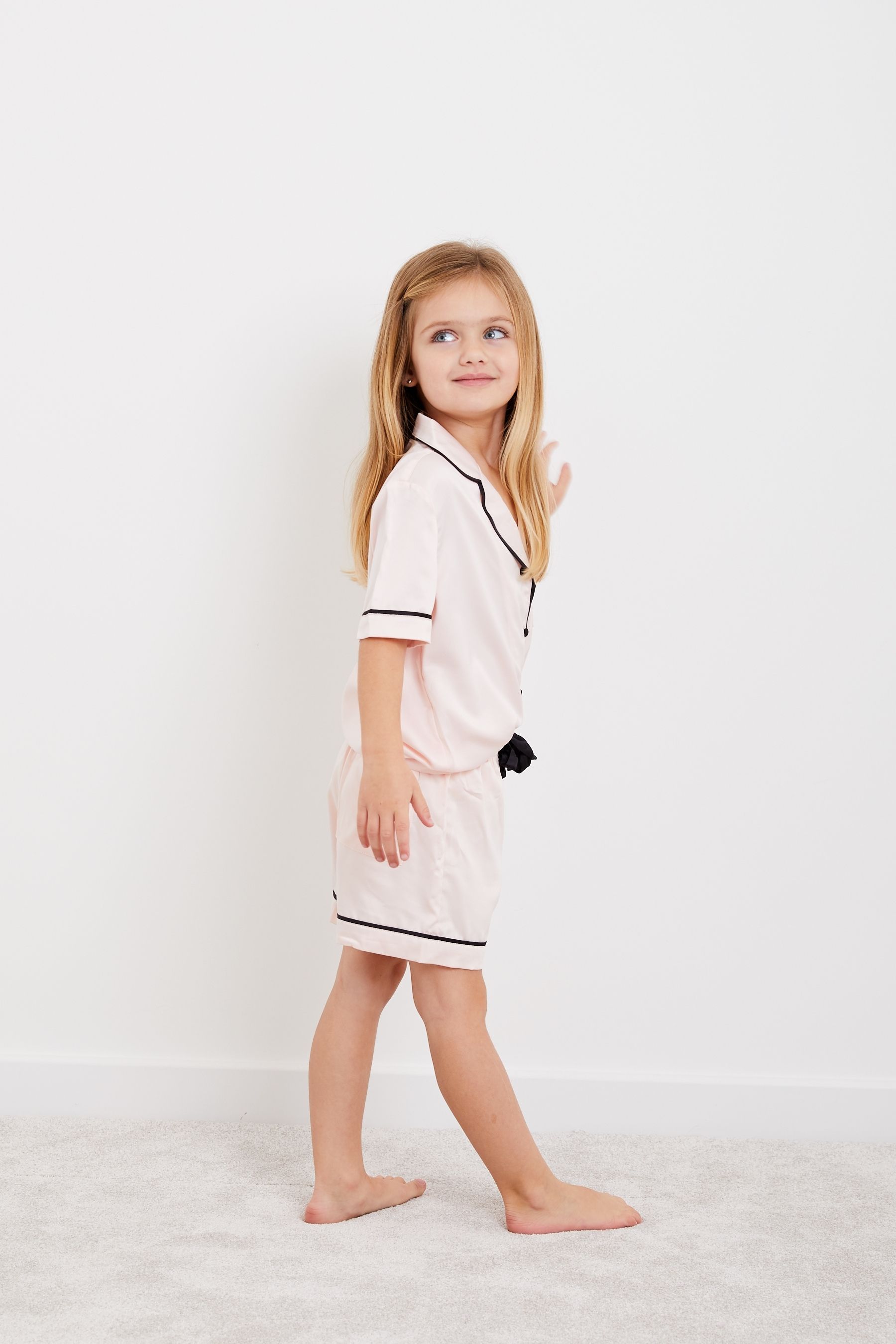 Personalised Mini Childrens Satin Short Sleeve Pyjama Set by HA Design