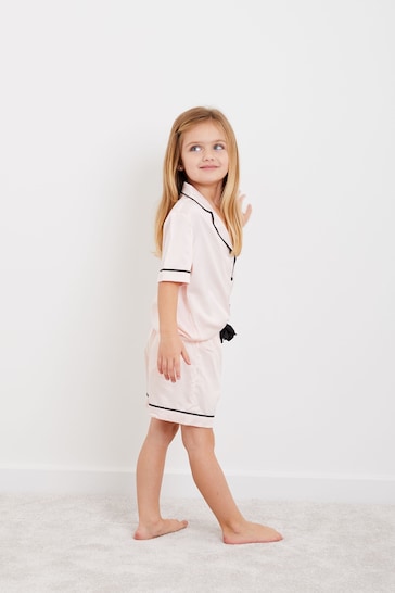 Personalised Mini Childrens Satin Short Sleeve Pyjama Set by HA Design