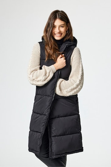 Buy ONLY Black Hooded Longline Gilet from the Next UK online shop