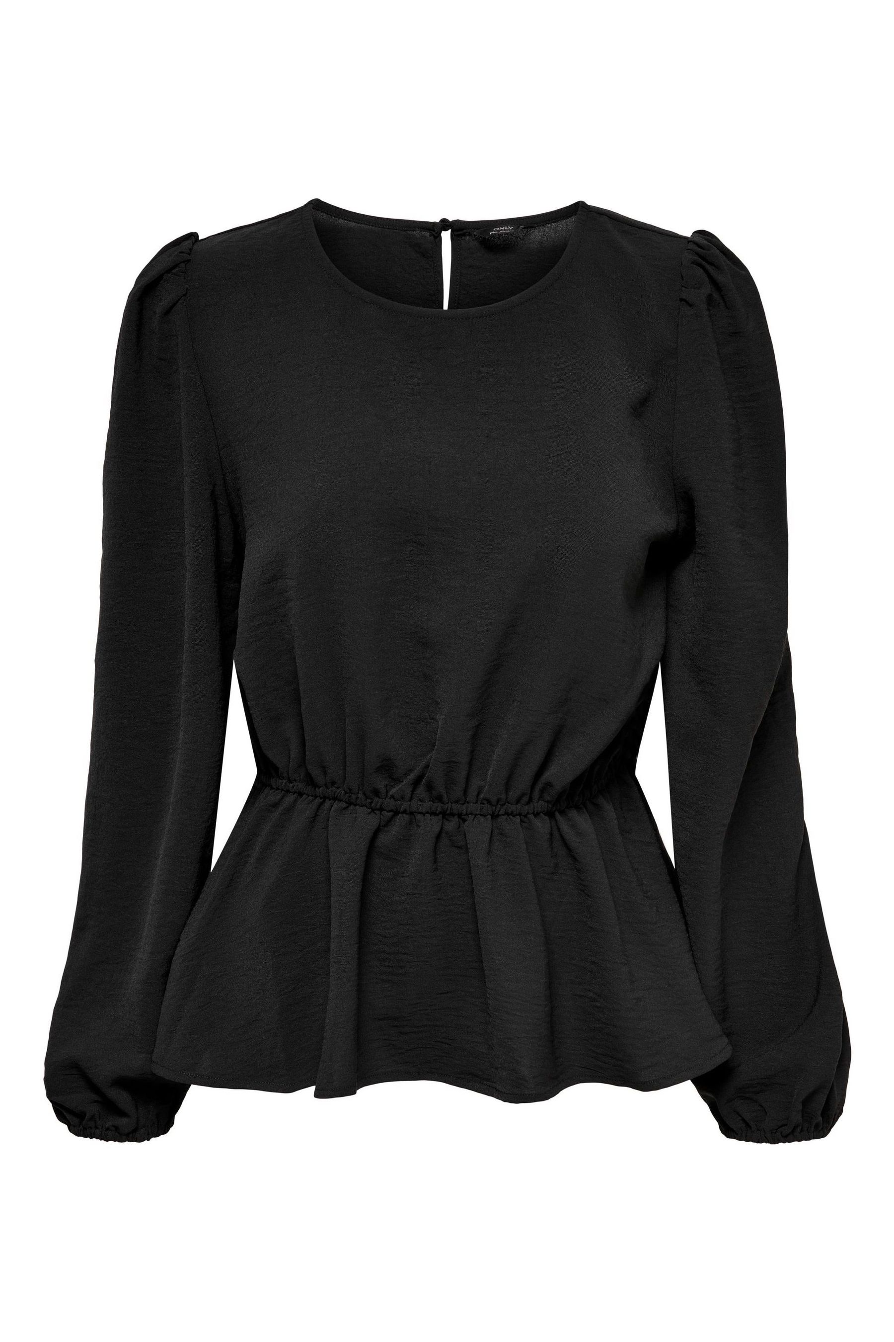 Black long sleeve peplum top hot sale
