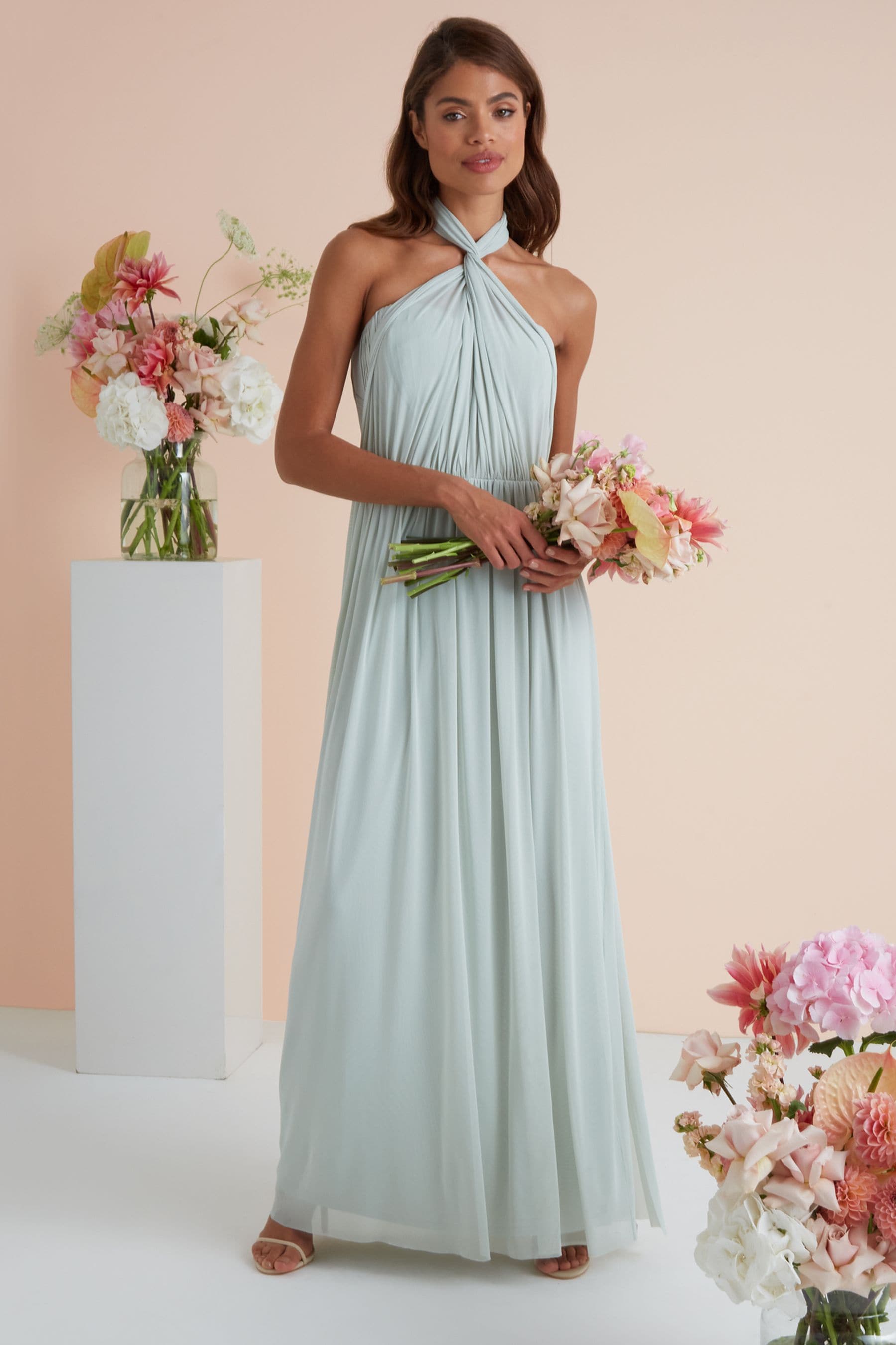 Lipsy bella bandeau maxi dress green online