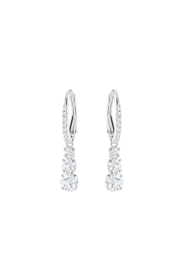 Swarovski Silver Attract Trilogy Round Pierced Earrings