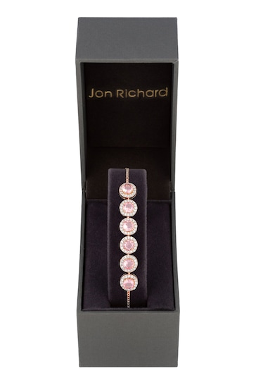 Jon Richard Rose Gold Plated Crystal Pink Station Toggle Bracelet