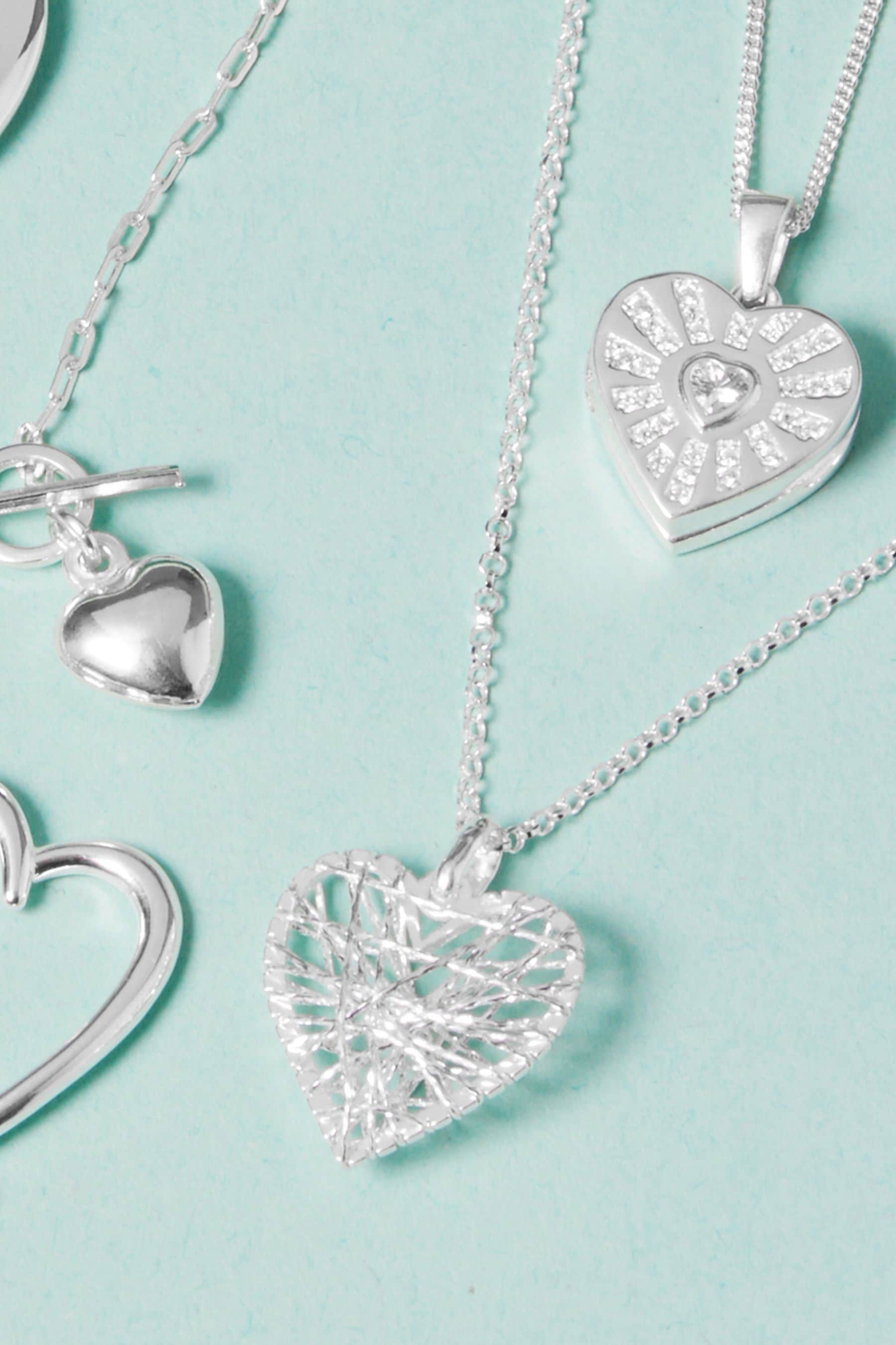 Silver heart sales necklace with diamonds