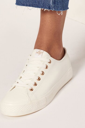Lipsy White Low Top Lace Up Trainer