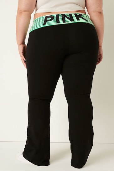 Buy Victoria's Secret PINK Pure Black with Green Foldover Full Length Flare  Legging from the Next UK online shop