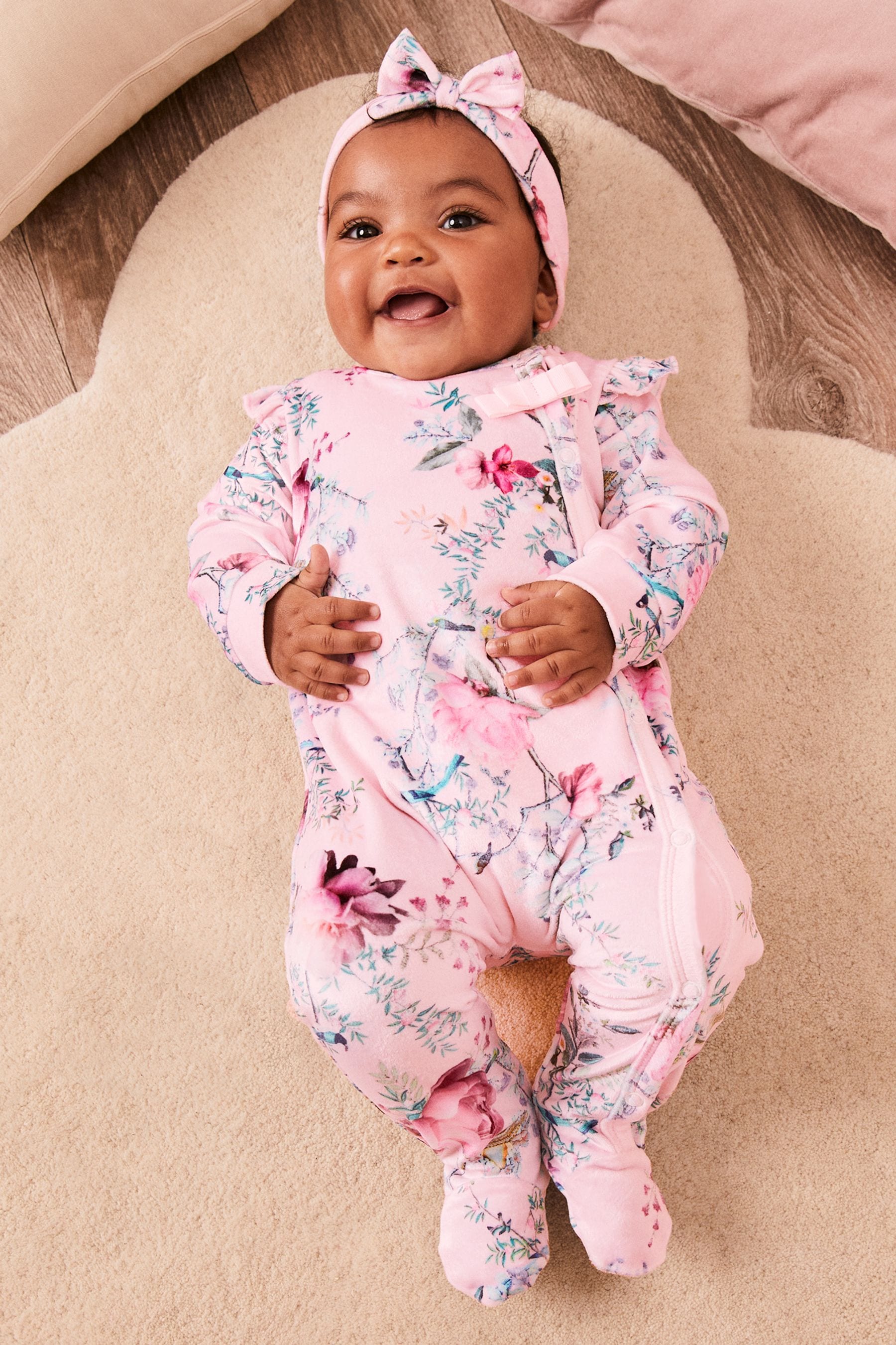 Baby girl cheap velour babygrow