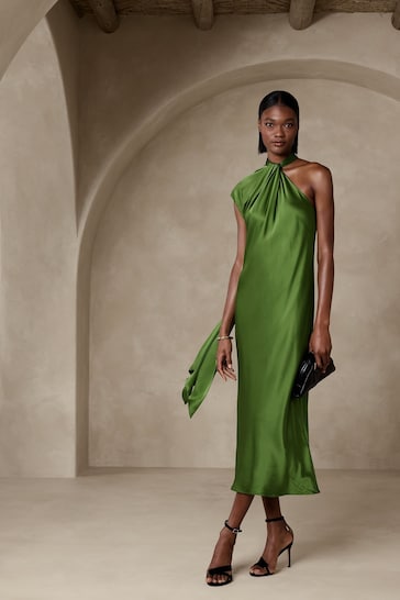 Banana Republic Green Kaia Silk Midi Dress