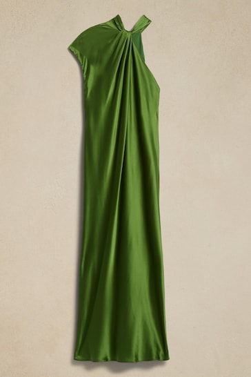 Banana Republic Green Kaia Silk Midi Dress