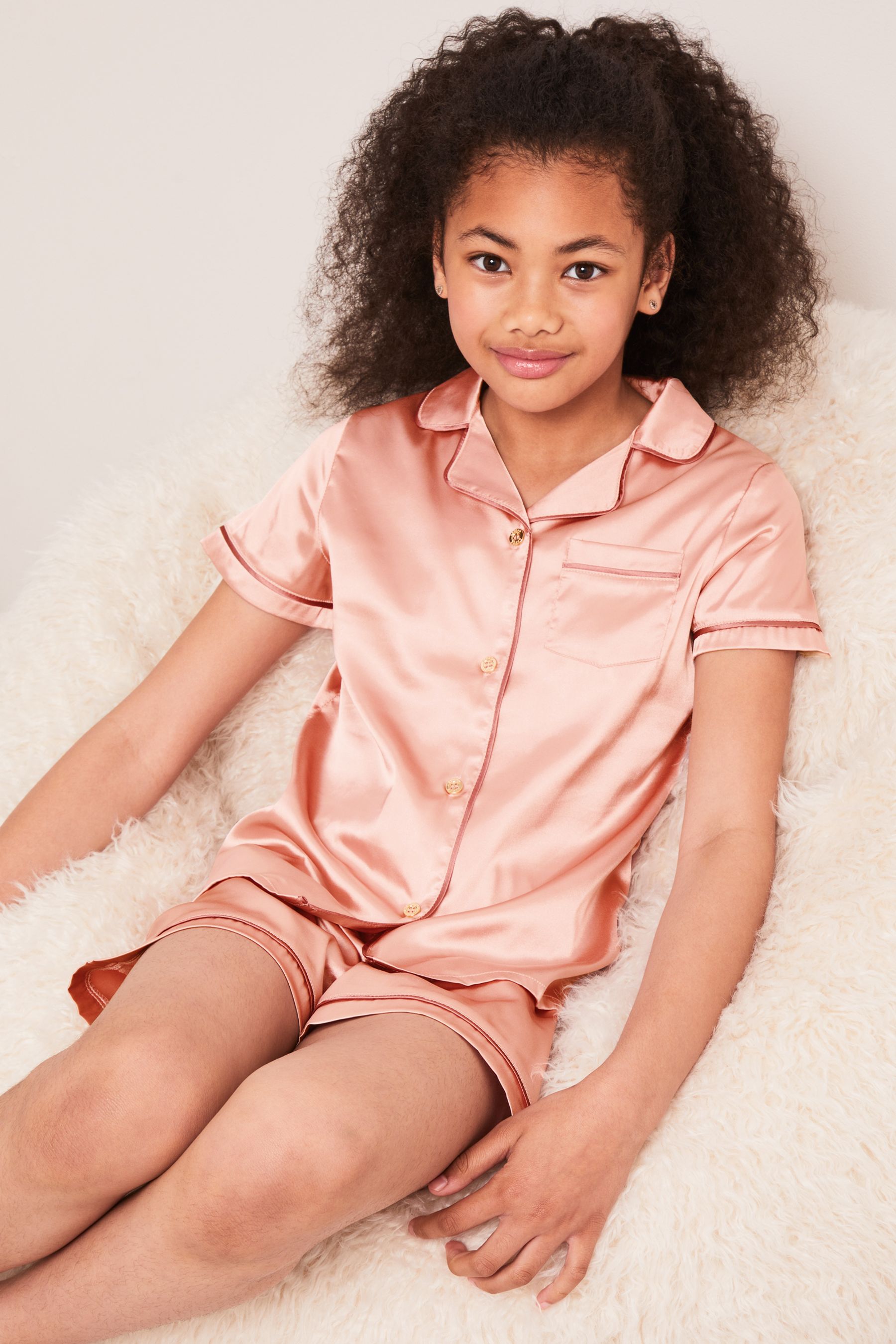 Girls pink satin pyjamas outlet