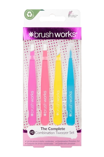 Brushworks HD 4 Piece Combination Tweezer Set