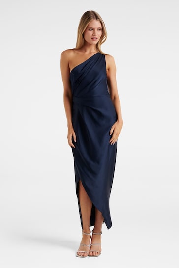 Buy Forever New Navy Blue Melissa One Shoulder Satin Dress from the Next UK  online shop