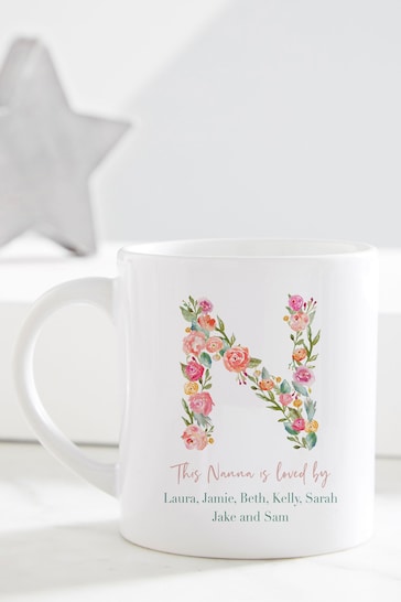 Personalised Floral Letter Nanna Mug by Gift Collective