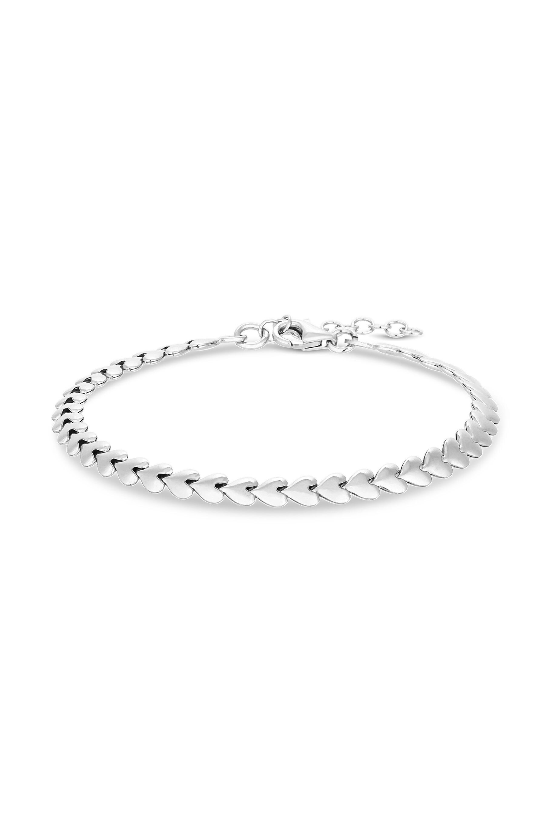 Simply Silver Sterling Silver 925 Heart Row Bracelet