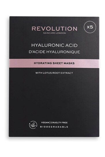 Revolution Skincare Biodegradable Hydrating Hyaluronic Acid Sheet Mask 5 Pack