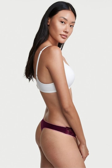 Victoria's Secret Burgundy Purple Lace Thong Knickers