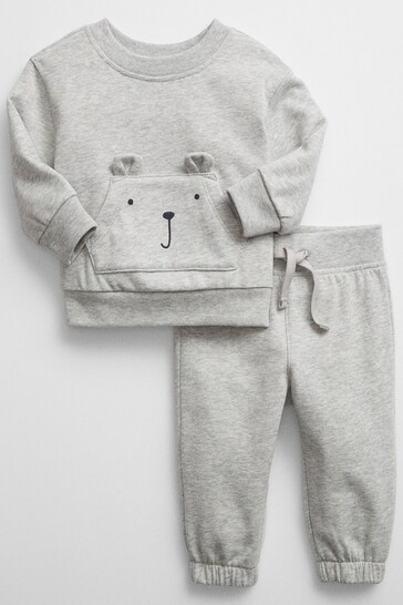 Gap Grey Brannan Bear Long Sleeve Baby Outfit Set