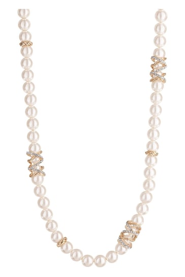 Jon Richard Gold Plated Pave Encased Cream Pearl Necklace
