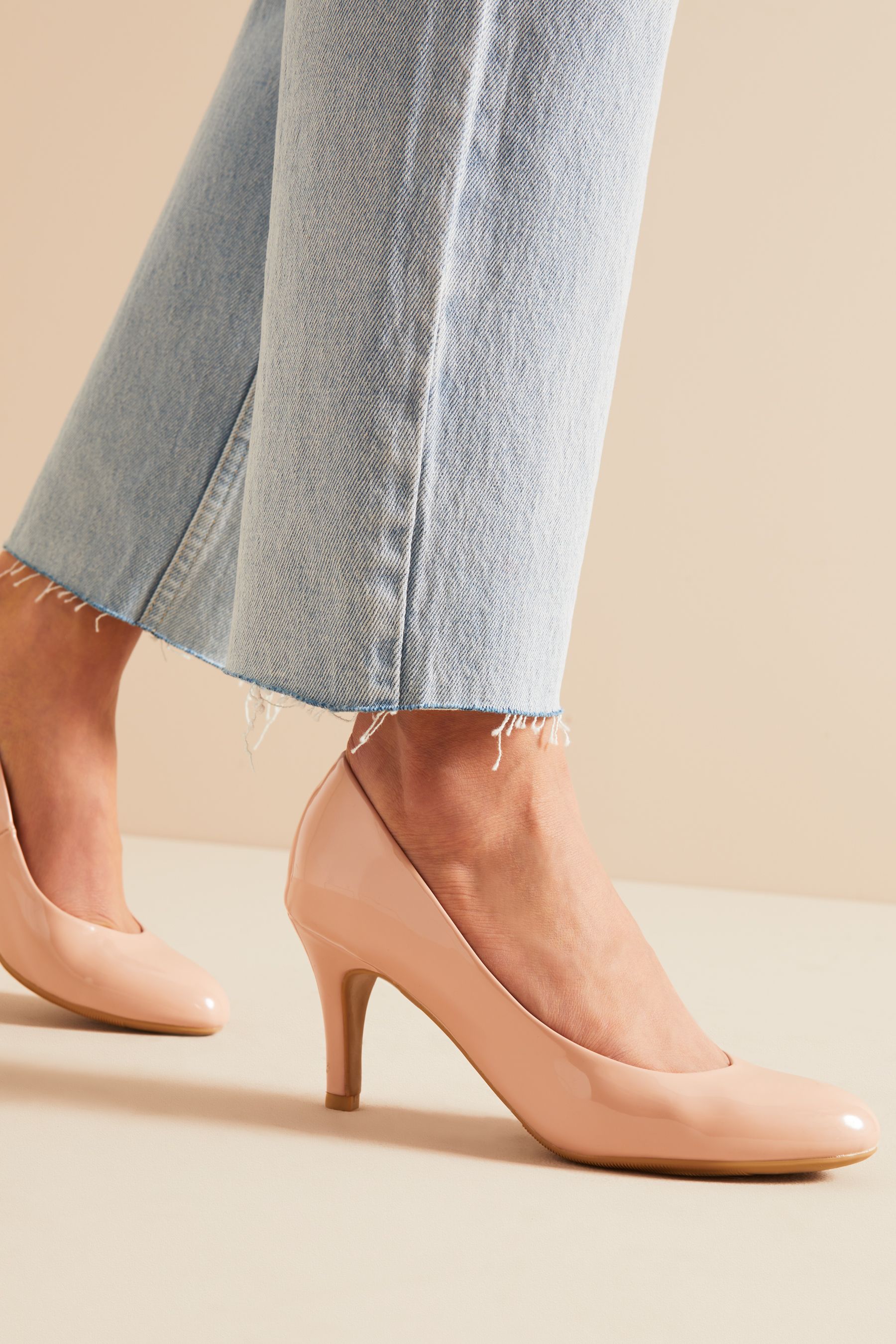 Friends Like These Nude Patent Regular Fit Low Heel Court Shoes