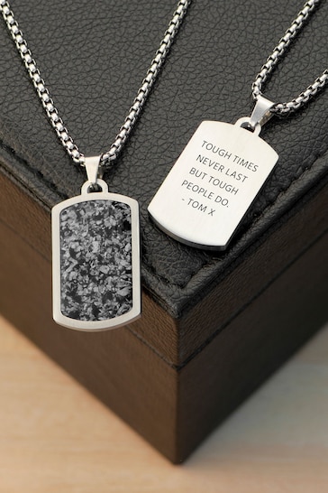 Personalised Men's Snowflake Obsidian Dog Tag Necklace  by Treat Republic