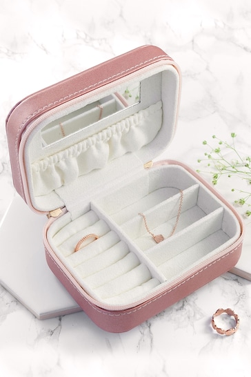 Personalised Wreath Pink Travel Jewellery Case  by Treat Republic