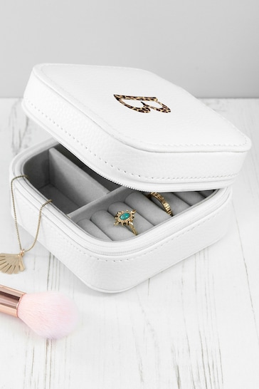 Personalised Animal Print White Travel Jewellery Case  by Treat Republic