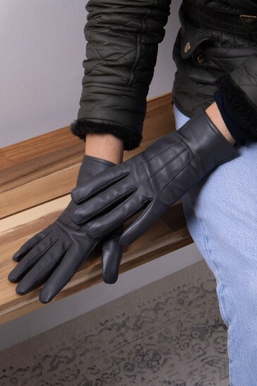 Totes Grey 3 Point Smartouch Leather Glove