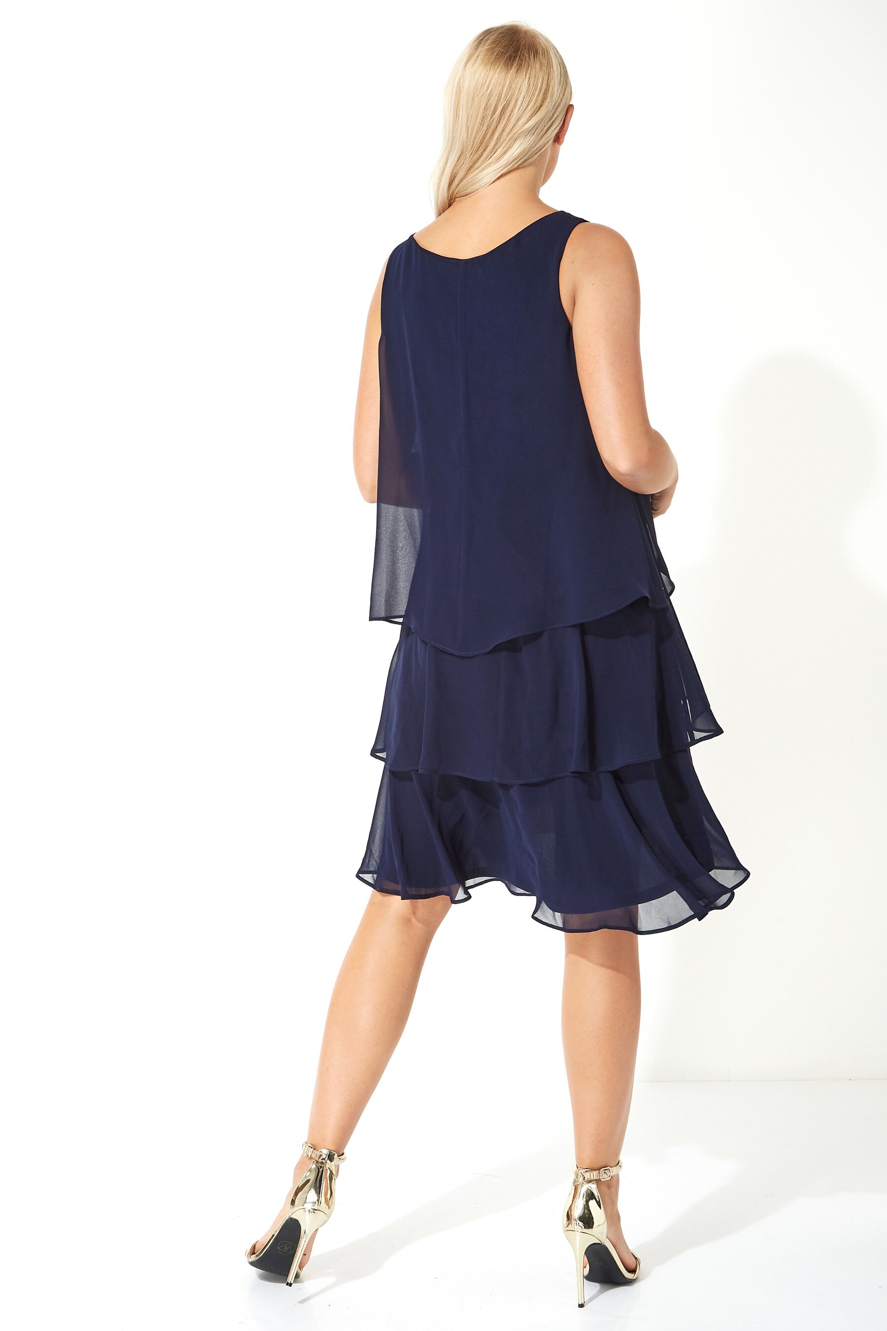 Buy Roman Blue Originals Embellished Frill Swing Dress from the