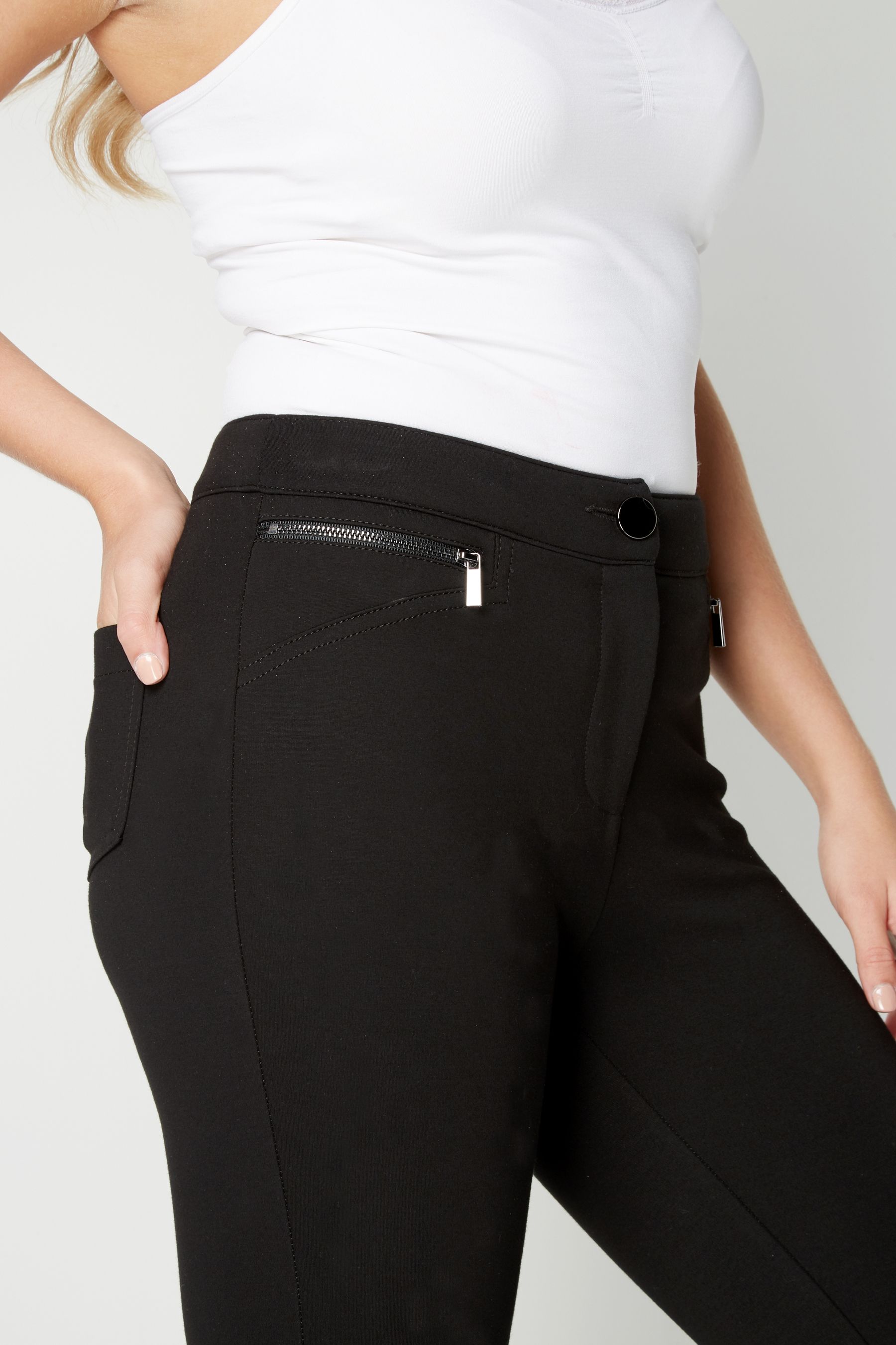 Black ponte trousers sales