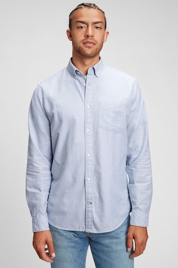 Gap Light Blue Classic Regular Fit Long Sleeve Oxford Shirt
