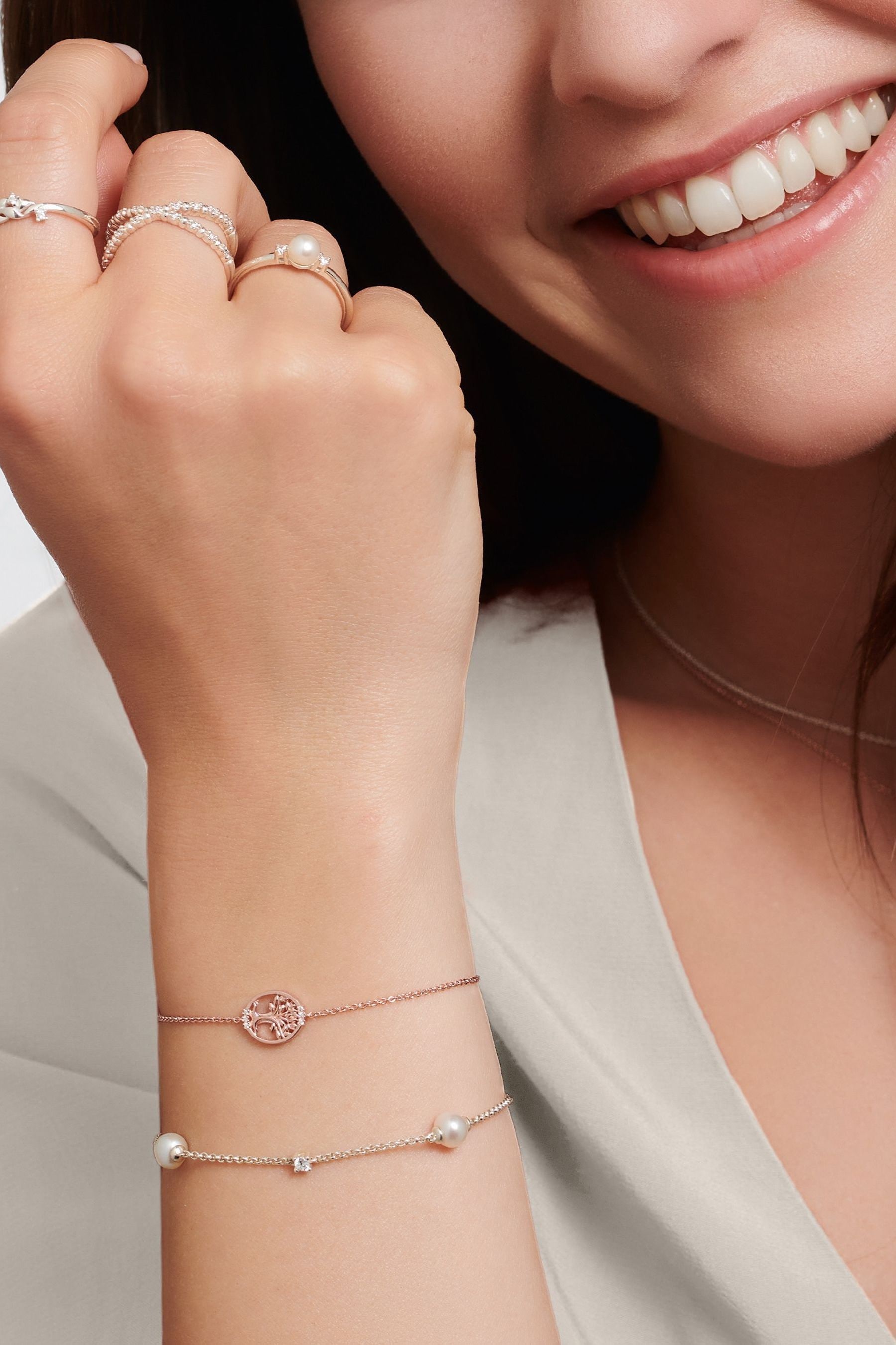 Buy Thomas Sabo White Silver Pearl Bracelet from the Next UK