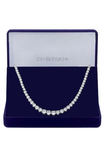 Jon Richard Silver Cubic Zirconia Graduated Tennis Necklace in a Gift Box