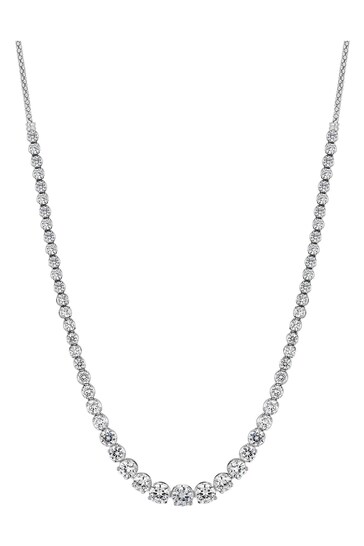Jon Richard Silver Cubic Zirconia Graduated Tennis Necklace in a Gift Box