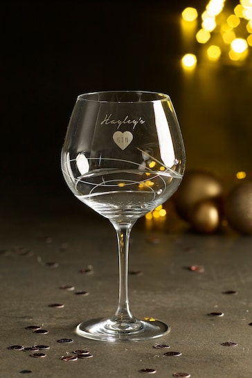 Personalised Diamanté Gin Glass by Loveabode