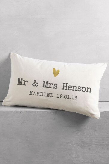 Personalised Heart Mr And Mrs Cushion by Loveabode