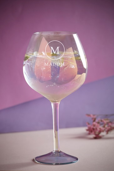 Personalised Iridescent Gin Glass by Loveabode