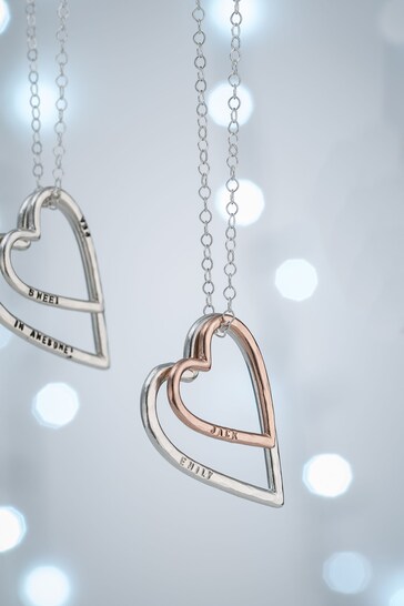 Personalised Double Heart Necklace by Posh Totty Designs
