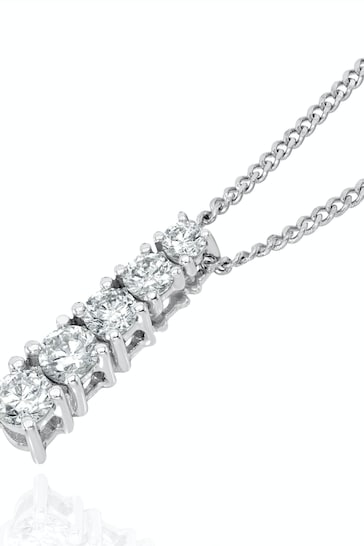 The Diamond Store 9k White Gold Lab Diamond Life Journey Pendant Necklace 0.25ct H/Si