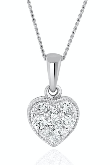The Diamond Store 9k White Gold Lab Diamond Heart Pendant Necklace 0.25ct H/Si